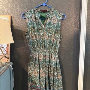 Floral Green Sleeveless Dress